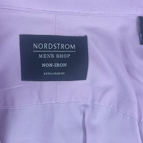 Nordstrom Mens Shop Dress Shirt Mens 15 32/33 Purple Extra Trim Fit Non Iron - Picture 3 of 5